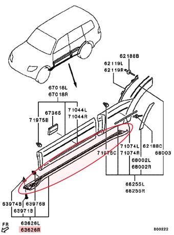 عتبة تحت الباب ميتسوبيشي باجيرو من 2007 الى 2023 يمين